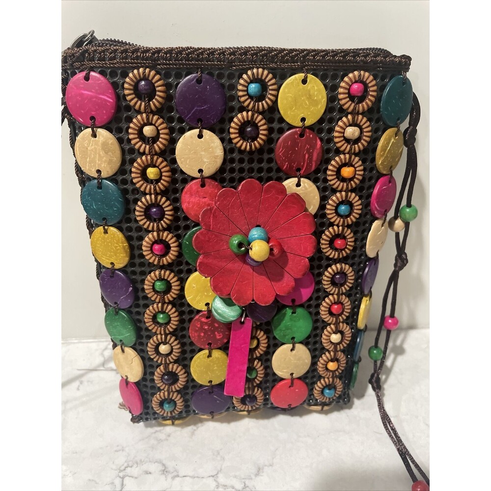 Coconut Shell Multi-Colored Shell Purse - image 1